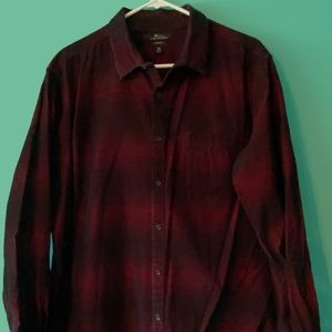 Marc Anthony Men's Button-Down Red/Black Cotton Corduroy Cotton Shirt Size XXL